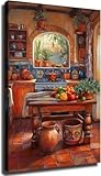 Flyye Mexican Kitchen Canvas – Rustic Wall Decor, Colorful Spanish Style Art Print for Cozy Farmhouse, Dining Room, or Hacienda Home (Unframed,12×18 inch)