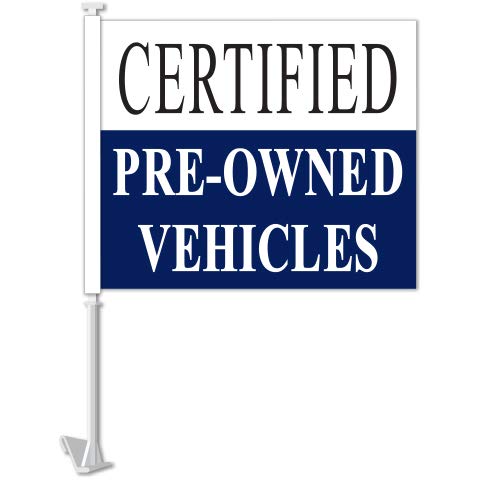 Window Clip On Flag -"CERTIFIED PRE OWNED VEHICELS" BLUE Set of XX (12)