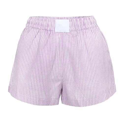 Image of Women Pajamas Shorts Micro Boxer Shorts Y2K Cute Gingham Sleep Lounge Shorts Checkered Plaid Button Pj Mini Shorts