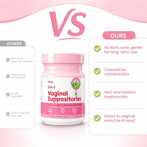 Vaginal Probiotics, Vaginal Suppositories Probiotics for Women, Lactobacillus, NAC, Sodium Hyaluronate & Aloe Vera– pH Balance & Vaginal Health, Odor & Itch Support, 30 Count — view 6
