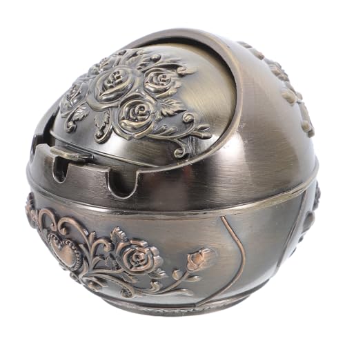 Mobestech Cendrier Créatif Métal avec Couvercle Anti-odeur et Résistant Aux Chocs Cendrier Rond Décoratif pour Intérieur et Salon Accessoire Pratique