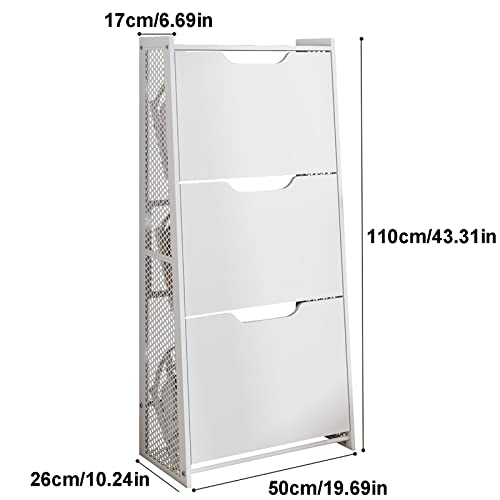 Meuble à chaussures blanc 3 tiroirs rabattables compact 50 cm - 2