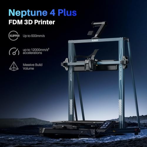 Image of ELEGOO Neptune 4 Plus 3D Printer with Large Build Volume, High-Speed Printing up to 500mm /s, Direct Drive Extruder, Auto Bed Leveling, Silent Operation, and Precision FDM Technology for Hobbyists
