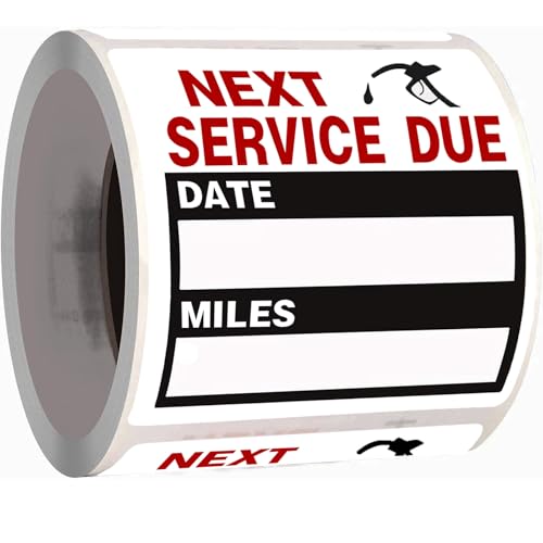 Oil Change StickersService Reminder Labels Auto Maintenance Service Due Reminder Stickers Labels2 x 2 Inch 1 Roll (Black)