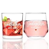 Futtumy Paten Antragsgeschenk, Patenvater Patentante Est 2025 Whiskey Weingläser für Patentante, Patenvater, Weihnachten, Muttertag, Vatertag, Geburtstag, Taufgeschenk für Paten vom Patenkind