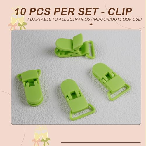 Image of 10-Pack Pacifier Clip Replacement Ends - BPA-Free Plastic Fasteners for DIY Baby Crafts, Sewing Bibs & Blankets Straps (3 /4 Inch, Fruit Green)