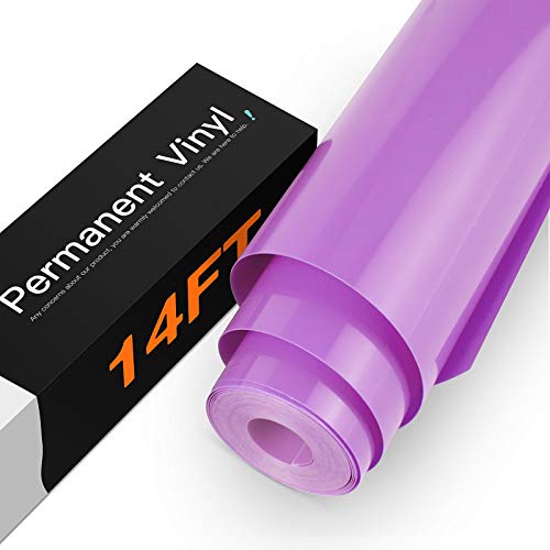 Image of HTVRONT Light Purple Permanent Vinyl - 12 inch x 14 FT Glossy Purple Permanent Adhesive Vinyl Roll Compatible with Cricut Cutting Machine, Silhouette, Cameo Cutters, Scrapbooking, Craft, Die Cutters