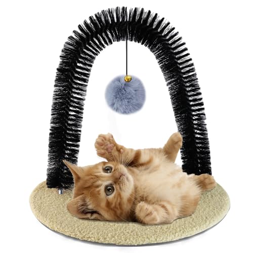 Cat Self-Groomer Arch Grooming Brush with Scratching Toy Cat Hair Massage and Grooming Station
