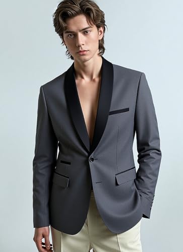 VENNYNG Men's Formal Slim Fit Tuxedo Jacket Shawl Lapel Male Groom Wedding Blazers Dress Coat2