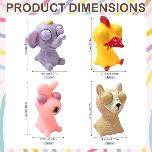 Popping Out Eyes Squeeze Toys 4 Stück, Stressbälle, Stress Squeeze Spielzeug, Quetschball, Fidget Toys, Knautschball, Anti Stress Spielzeug für Erwachsene und Kinder