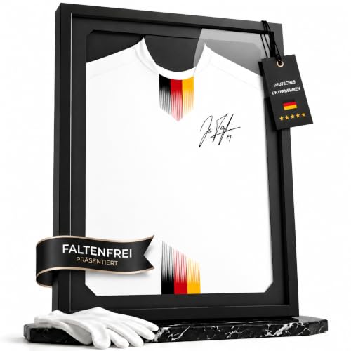STANDKERN 3D Trikotrahmen Fußball - XL Bilderrahmen für Trikot mit faltenfreier Fixierung - Trikot Bilderrahmen für alle Größen - Trikot Rahmen mit einfacher Montage - Objektrahmen Jersey Frame