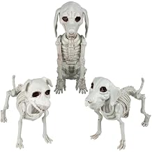 Halloween Dog Skeleton 3 Pack Indoor/Outdoor Decorations- 10" Plastic Animal Bones for Party Table Decor, Haunted Houses, Graveyards- A Trio of Unique Canine Skeletons- Durable and Detailed Props
