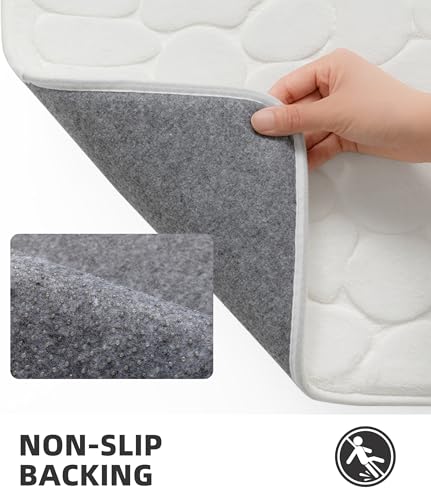 YIHOUSE Memory Foam Bath Mat Cobblestone Bathroom Rugs Super Water Absorbent Bath Mats for Bathroom Machine Washable Bath Rugs(17 x 24,White) - image 3