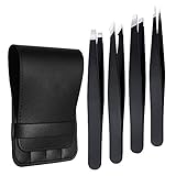Best Tweezer Set,Ingrown Hair Eyebrow Tweezers for Women Men, Slanted Stainless Steel Tweezers Set...