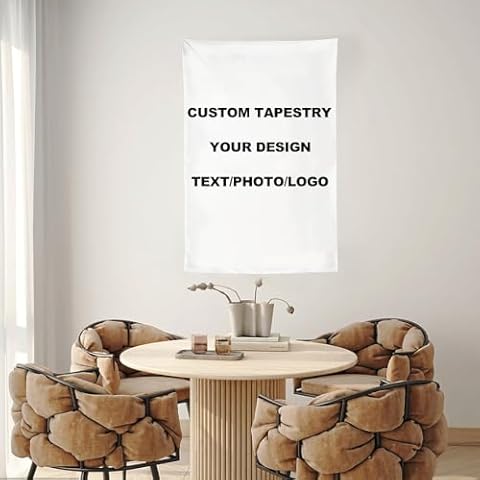SFJ-CA Wall Hanging Custom Tapestry, Personalized Pictures Photos Text to Home Dorm Party Living Room, Bedroom, Backdrop Decor, Horizontal, 60x90 Inch Cover