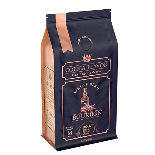 Bourbon Flavored Whole Bean Coffee – 100% Arabica, Single Origin, Medium Roast, Rich and Smoky Flavor, Naturally Sweetened – Perfect for Cold Brew – by Coffea Flavor