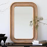 Micasso Rustic Rattan Wall Mirror: 36'x24' Purely Handmade Shabby Chic Bamboo Mirror - Vertical and Horizontal Wall Mounted Wicker Mirrors for Farmhouse/Bathroom/Home Decor - Nature Lovers