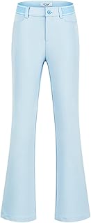 Pantalones de Golf para Mujer, elásticos de Cintura Alta, Acampanados, con Bolsillos, de Verano Secado rápido con Corte Acampanado Deportivos hasta el Tobillo.