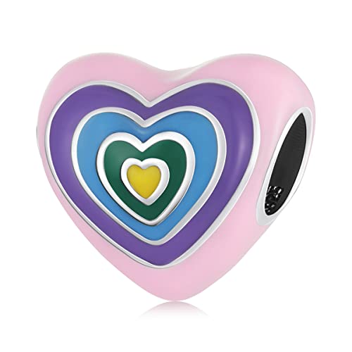 Charm de plata arco iris compatible con pulseras para look de diario