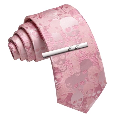 Image of Barry.Wang Silk Ties for Men Fun Necktie and Tie Clip Set for Wedding Party Business Formal Extra Long