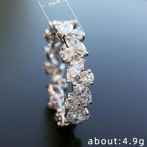 White Gold Plated White Leaf Cubic Zirconia Engagement Rings Wedding Bridal Band Promise Rings Evening Parties Anniversary Valentine's Day Gifts Eternity Bands for Women3