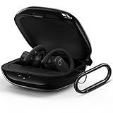 Powerbeats Pro Case Cover, Filoto Hard Case for Powerbeats Pro Wireless Earbuds Full Body Shockproof Protective Charging Case Skin with Keychain Accessories for Men Women,Black