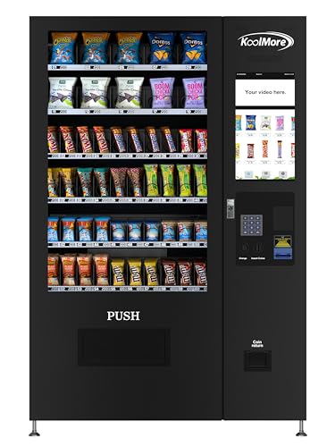 KoolMore Non-Refrigerated Snack Vending Machine with 60 Slots, Coin and Bill Acceptor, and 22 Inch Touch Screen in Black (KM-VMNT-50-BC)