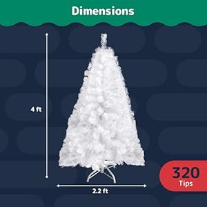 PREXTEX White Christmas Tree - Full-Bodied 4 ft Christmas Tree - Artificial 320 Tip Hinged Canadian Fir - Small Christmas Tree with Sturdy Metal Stand for Small Spaces, Easy to Assemble and Store PREXTEX White Christmas Tree Full Bodied 4 ft Christmas Tree Artificial 320 Tip Hinged Canadian Fir Small Christmas Tree with Sturdy Metal Stand for Small Spaces Easy to Assemble and Store