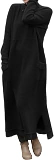 Women's Lace Trim Long Sleeve Maxi Dress Plus Size Crew Neck Casual Loos...