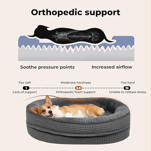 Skylos XXL Dog Bed, Extra Large Dog Bed, Orthopedic Dog Bed, Memory Foam Dog Bed Sofa with 4-Sided Neck Support, Waterproof Non-Slip, Removable Washable Cover, Grey, 122×89×19 cm - Image 3