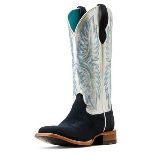 Ariat Women's Frontier Calamity Jane Western Boot, Electric Silver/Polo Blue Roughout, 9