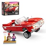 Lumibricks Low Rider Big Red Car Building Bricks Set - Street Fusion Vehicle Engineering Lighting Model Modular Collection Kit 969 Pcs for Adults & Teens & Car Lovers