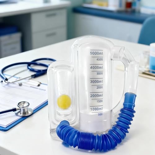 5000ml Incentive Spirometer Lungentrainer,Atemtrainer Lungentrainer, Tiefatmungstrainer mit Durchflussanzeige,für Atemübungen,postoperative Erholung