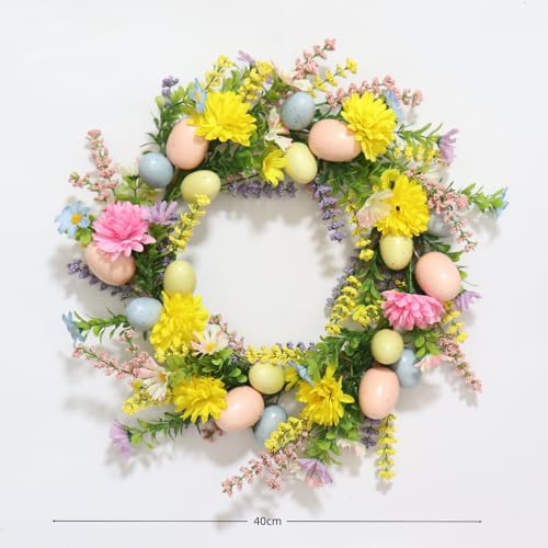 Autumn Hydrangea Pumkins Wreaths for Front Door 40 CM Artificial Fall Door Wreath for Thanksgiving Harvest Decorations Wall Window Party Wedding Decor Indoor Outdoor (Yellow)