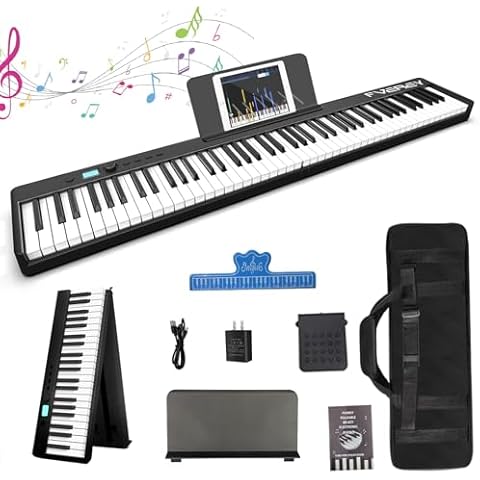Fverey Folding Piano Keyboard 88 Key Full Size Semi-Weighted Foldable Piano Cover