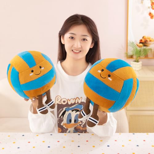 12inch Volleyball Plush Toys Soft Stuffed Sports Plush Balls Cute Fun American Soccer Doll Toys with feet Creative Football Spherical Decor Throw Pillow for Christmas Kids Gift (Yellow Volleyball)