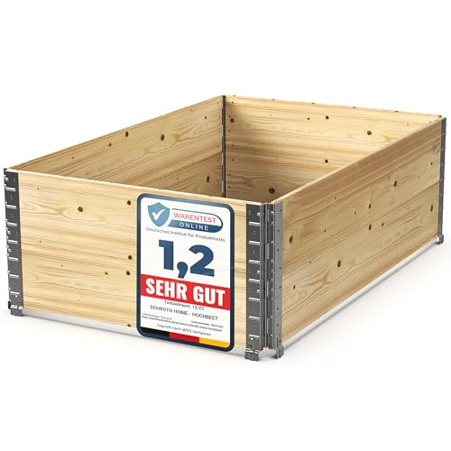 Schroth Home Hochbeet 120x80x40cm rechteckig - Palettenrahmen aus Holz - Hochbeet für Garten - faltbar