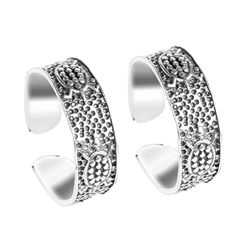 Image of Clara 925 Sterling Silver Size Adjustable Toe Rings Pair Gift for Women