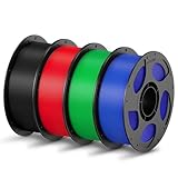 ANYCUBIC PLA Filament 1,75mm, Refill PLA und Spool Kit, 3D Drucker Filament PLA, Vakuumverpackung, Intelligente Identifikation, 4KG Schwarz Rot Blau Grün
