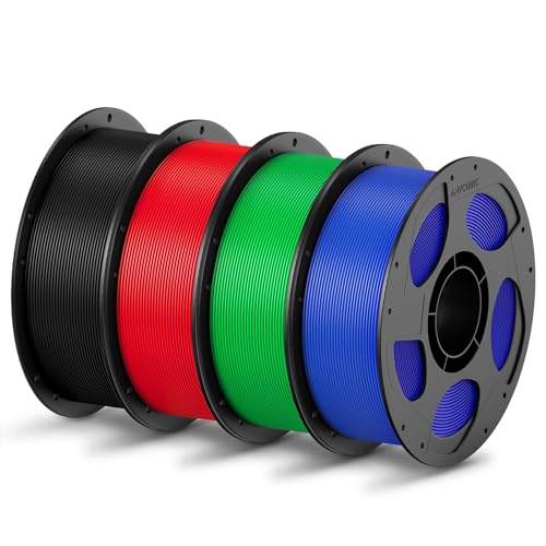 ANYCUBIC PLA Filament 1.75mm, 3D Printer Filament, Intelligent Identification, Dimensional Accuracy +/- 0.02mm, 4 Pack 1KG Reusable Spool, Black+Red+Green+Blue 4kg 4*1kg pla （Black+Red+Green