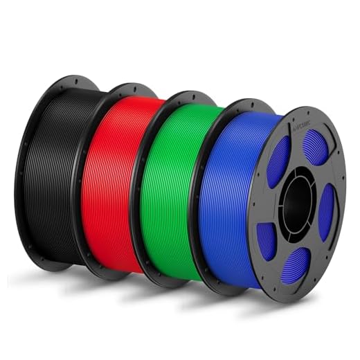ANYCUBIC PLA Filament 1.75mm Bundle, 3D Printing PLA Filament 1.75mm Dimensional Accuracy +/- 0.02mm, 1KG Reusable Spool (2.2 lbs), 4KG Black + Red + Green + Blue