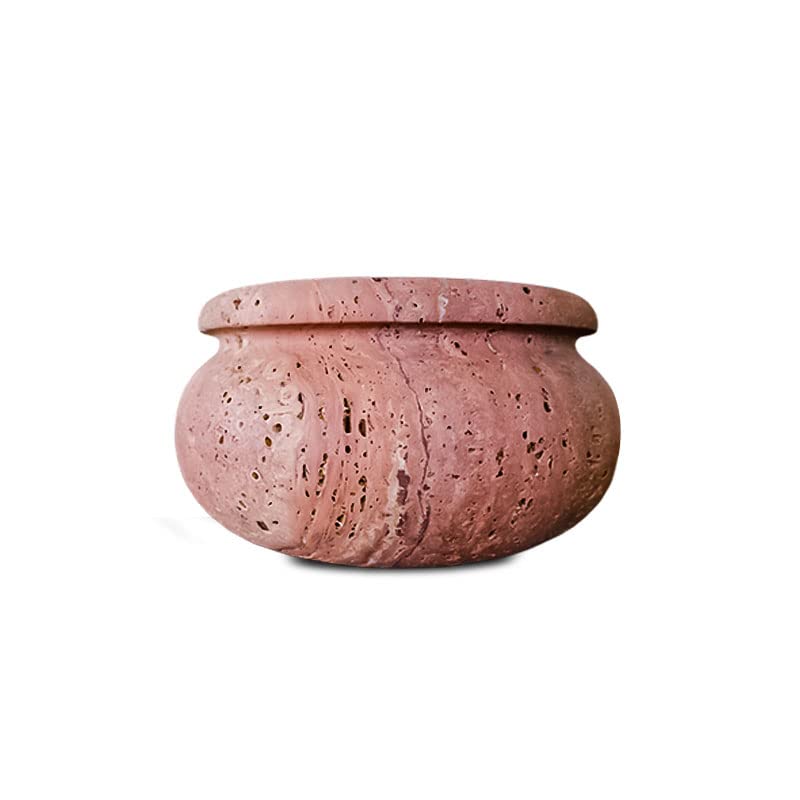 Bowl Centerpiece en Travertin rouge : bol décoratif italien design Ø 20 cm