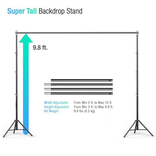 LimoStudio 10 x 9.6 ft. Heavy Duty Backdrop Stand / 10 x 20 ft. Green Background Screen / 700W Continuous Output Umbrella Lighting Kit, AGG408 - Thumbnail 2