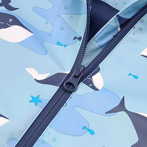 Toddler Boys Girls Rainwear with Hood Sea Animals Printed Rainproof Jacket Reflective Stripe Rain Coat4