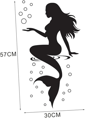 Miniatura 3 de Toyvian 4 calcomanías de pared de sirena, arte de pared de sirena bajo el mar, calcomanías de pared de sirena, decoración de pared de sirena para