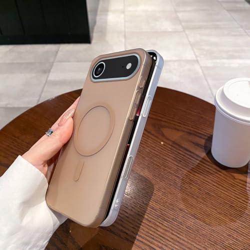 Coque iPhone 15 Plus fine et translucide avec support magnétique pour modèle Or