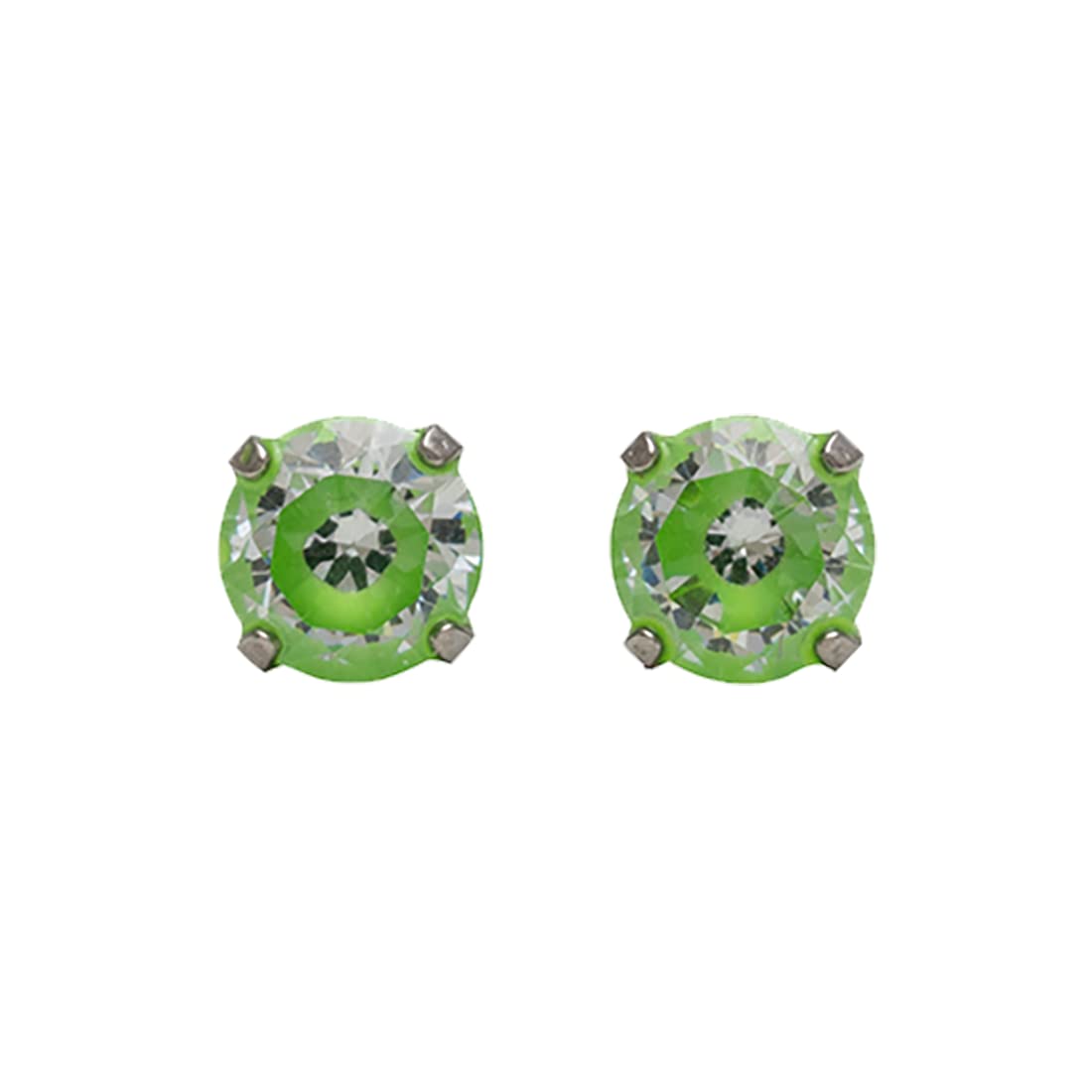 Cubic Zirconia Neon Green Allergy Free Stainless Steel Ear Studs | Ideal for every day wear
