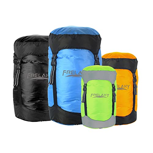 Frelaxy Kompressionssack, 40% mehr Stauraum! 11L/18L/30L/43L/49L Wasserfest & Ultraleichter Aufbewahrungstasche für Schlafsack - Platzsparende Ausrüstung für Camping, Wandern, Reisen (Schwarz, L)