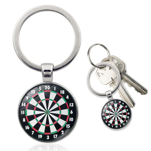 Fonyiunce Dartscheibe Schlüsselanhänger, Schlüssel Dartscheibe Silber, Dart Geschenke für Männer, Schlüssel Zum Aufhängen, Dart Deko, Geeignet als Geschenk und Dekoration