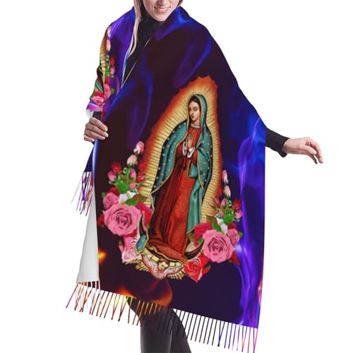Virgen de Guadalupe Scarf Virgin Mary Shawl Wrap for Women Our Lady of Guadalupe Womens Shawl
